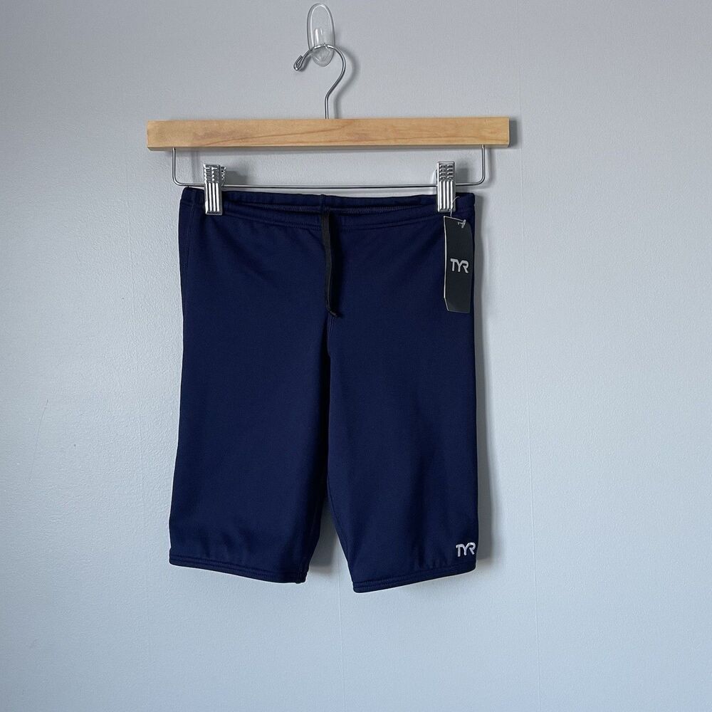 TYR Solid Boys Jammer Swim Bottoms Navy Blue Shorts Trunks Boys Size XL (16-18)